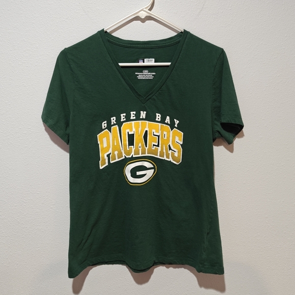 Green Bay Packers Shirt Women's Large V Neck NFL Team Apparel - Picture 1 of 4